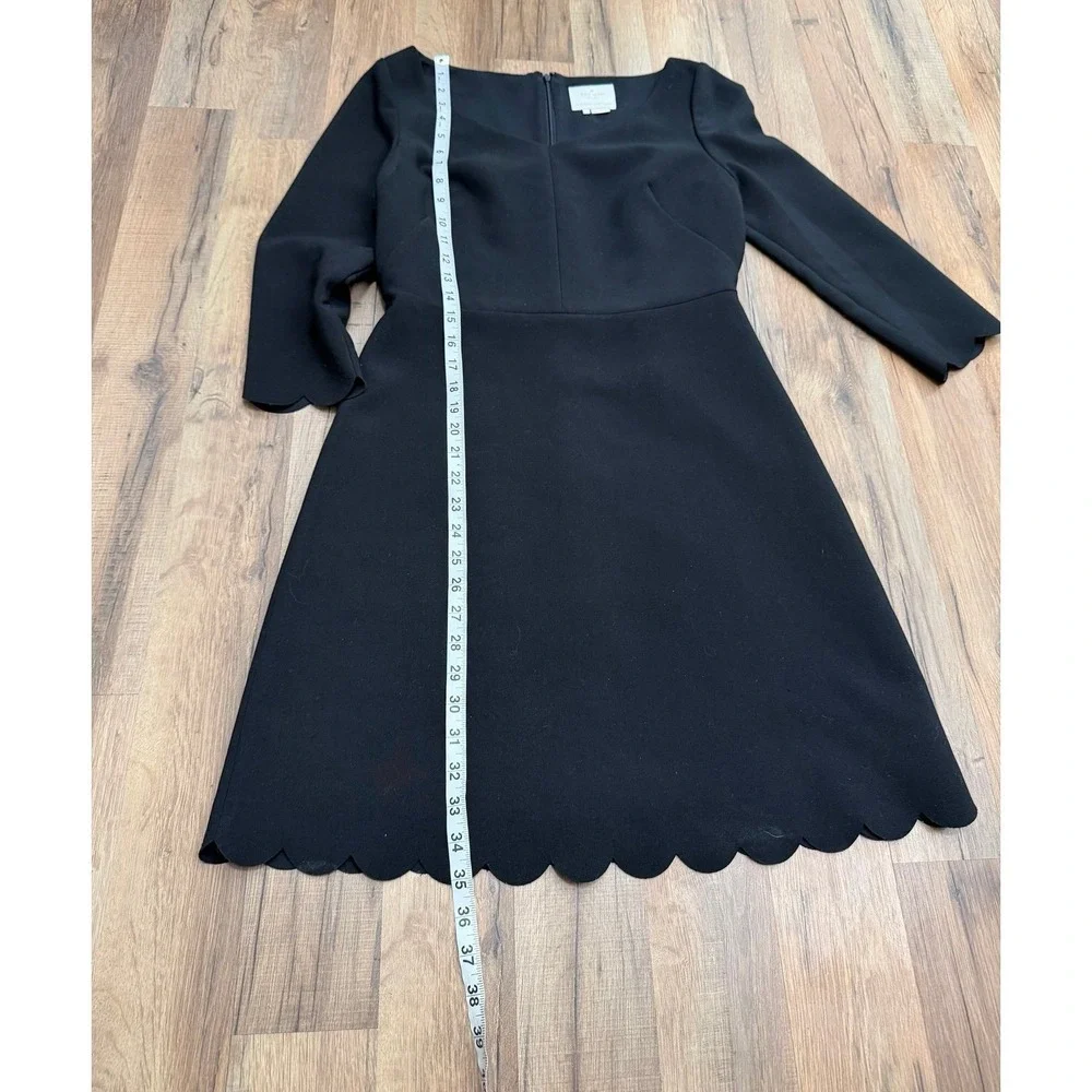 Kate Spade New York Black Scallop Hem Fit & Flare Dress Size 6